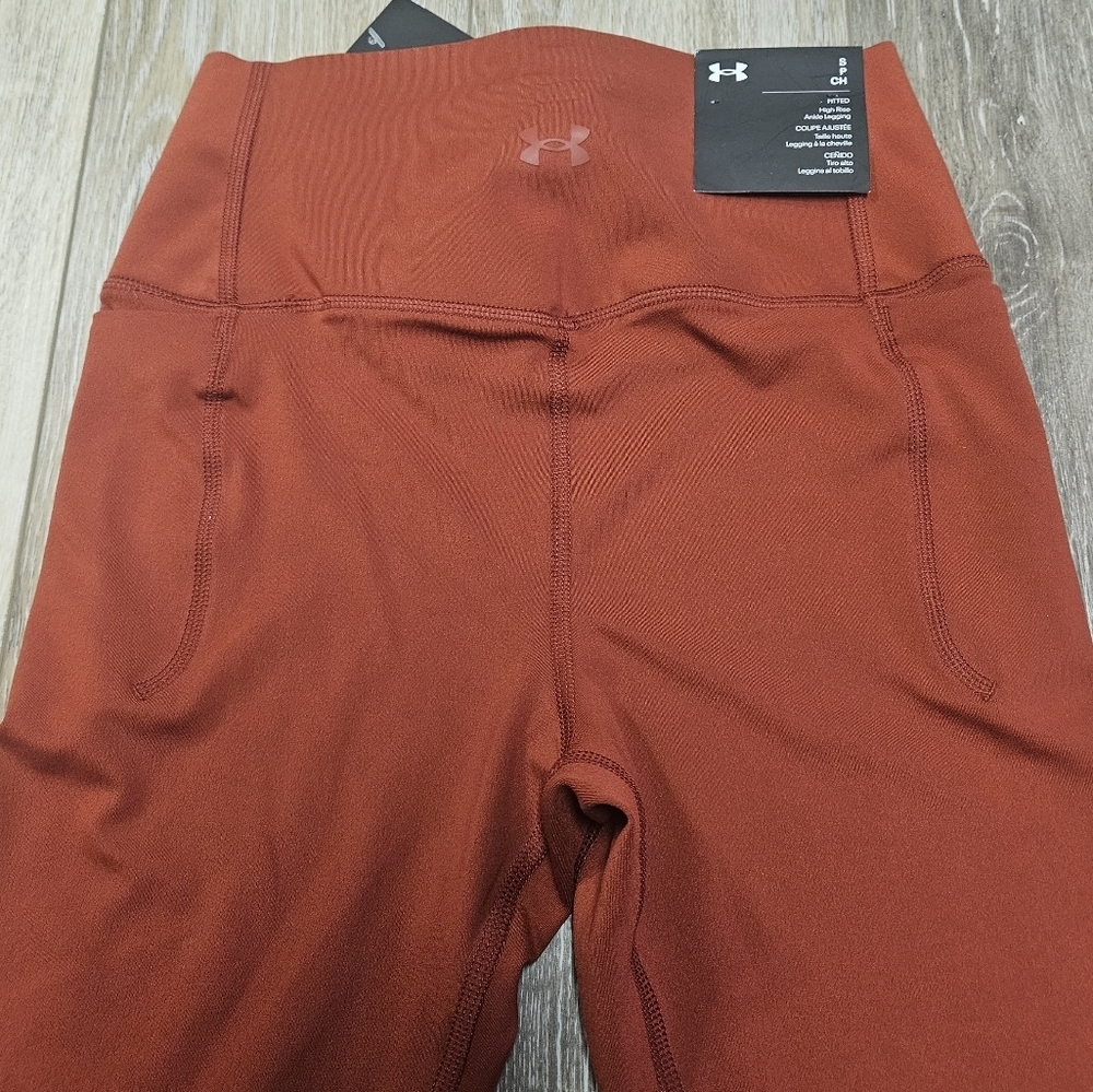 Under Armour Fitted High Rise Ankle Leggings Burnt Orange Women's Small Active - Picture 5 of 9